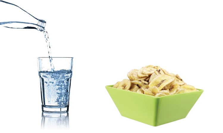 Drink plenty of water after eating banana chips